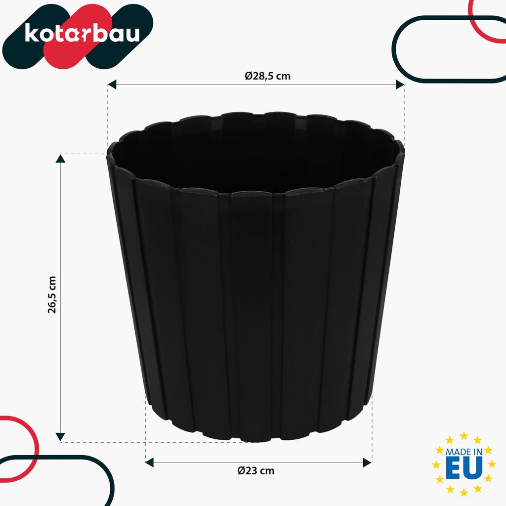 Plastic Flower Pot for Flowers and Herbs on the Balcony or Terrace, Anthracite, 29cm
