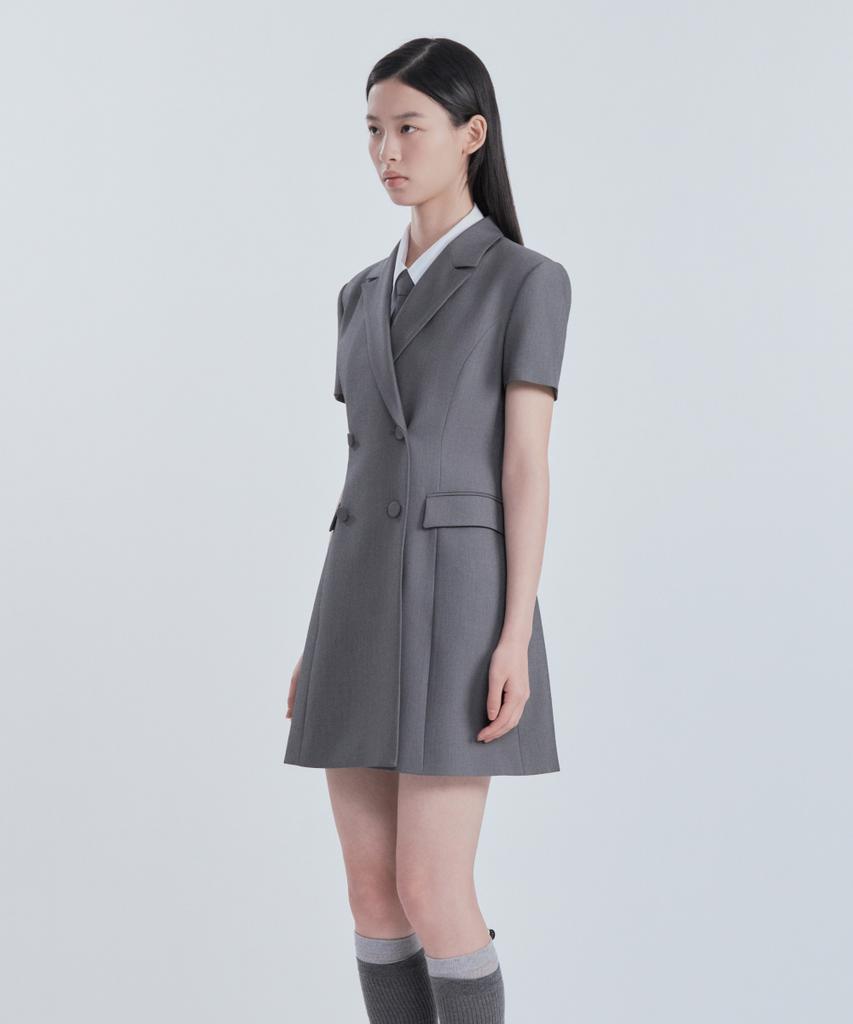 Mausolleum [Select Length] Jenn Half-Sleeve Suit Jacket Dress - Grey