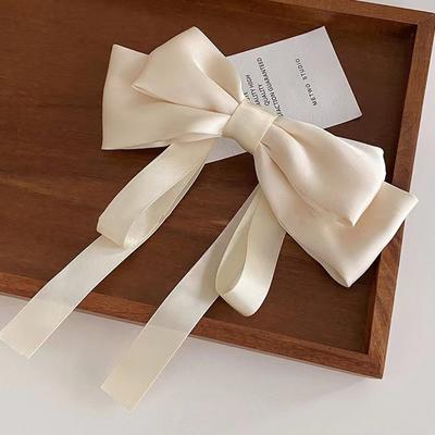 Lady Elegant Temperament Satin Bow Ribbon Hairpin For Women Back Of Head Spring Hairpin Headwear  Hair Accessories