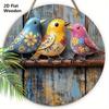 Rustic Colorful Birds Wooden Signs - Retro Circular Decorative Plaque - Ideal Hanging Ornament for Home Wall Club Cafe - Perfect for Room Decor