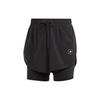 By Stella Mccartney Pantaloncini Sportivi 2-in-1 a Vita Alta Truepurpose Training Donna Nero IB6824