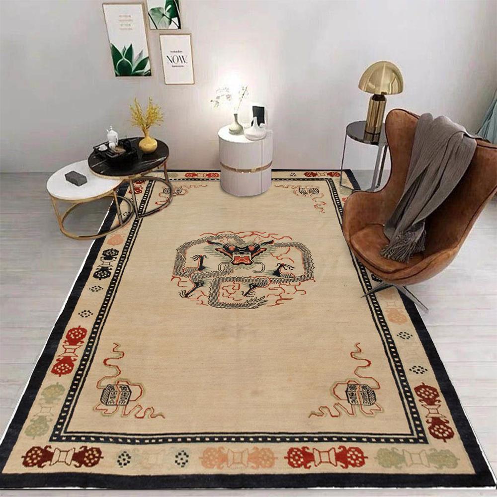 

Китайский Классический Ковер Традиционный Цветочный Бордюр Меандр Узор Дракон Благоприятное Облако Ковер Для Гостиной Спальни Декор 40x60CM