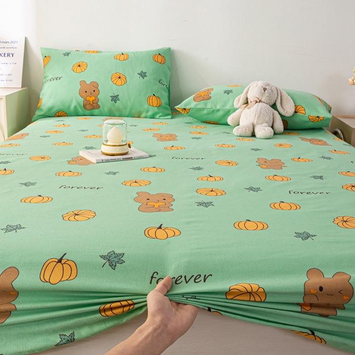 2025 New Old Coarse Cloth Printed Fitted Sheet Pure Cotton 1 Pcsfitted Sheet Protective Cover Dust Cover Non-slip Fitted Sheet
