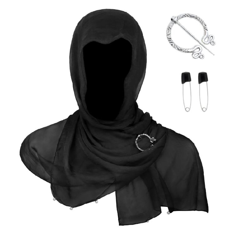 Multipurpose Vikingly Themed Hooded Scarf Shawl Medieval Renaissances Costume Accessory For Themed Event Cosplay