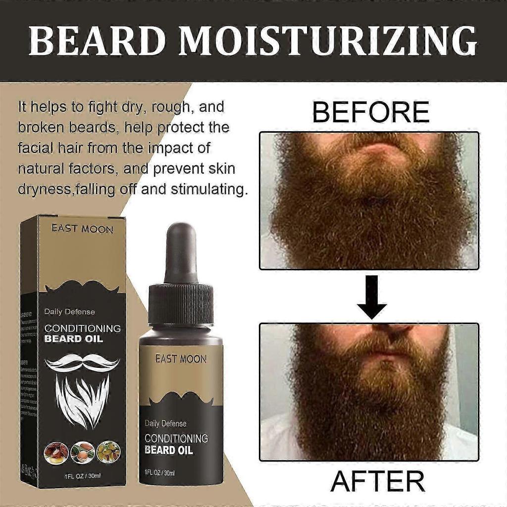 Men's Beard Care Oil - Moisturizing, Softening & Frizz Control with Jojoba & Argan Oil - Nourishes, Protects & Repairs Dry, Rough Facial Hair - 30ml