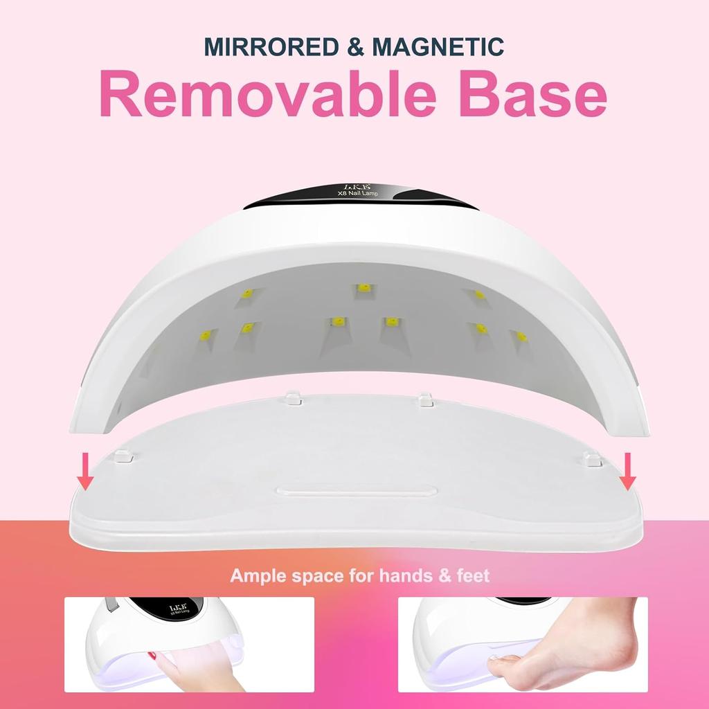 LED Nail Lamp 150W with Timer & Auto Sensor for Gel Nails, 24Pcs Lamp Beads