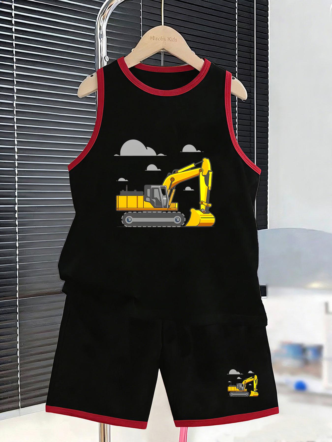 

Boys’ excavator set. Realistic prints, breathable fabric, loose fit for engineering fans. 2-3Y чёрный