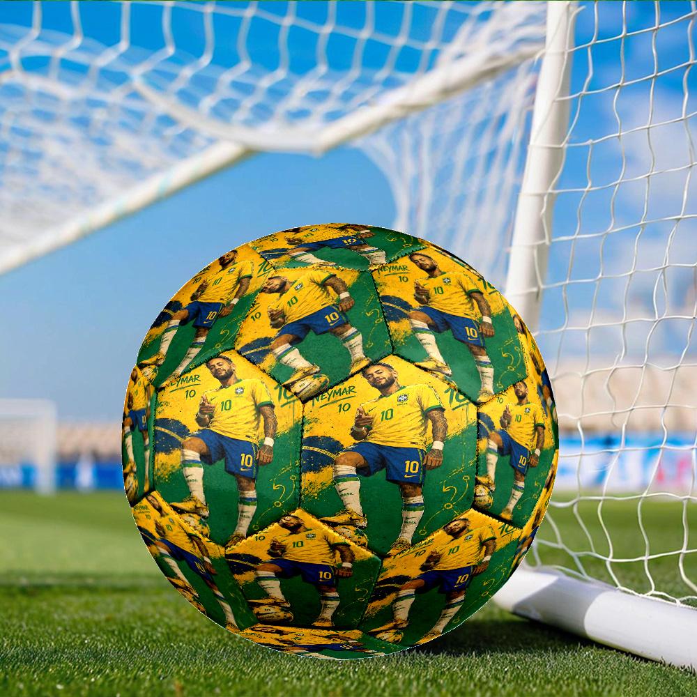 Neymar's Iconic Pose Soccer Ball Size 5 Soccer Ball, Machine-stitched, Soft and Comfortable, Suitable for Training and Matches Fan Gift