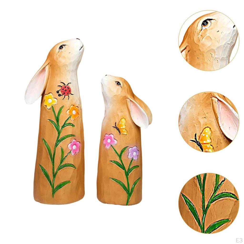 2 Stück Osterhasenstatue Tierskulptur Hasenfigur für Tischdekorationen Bücherregal