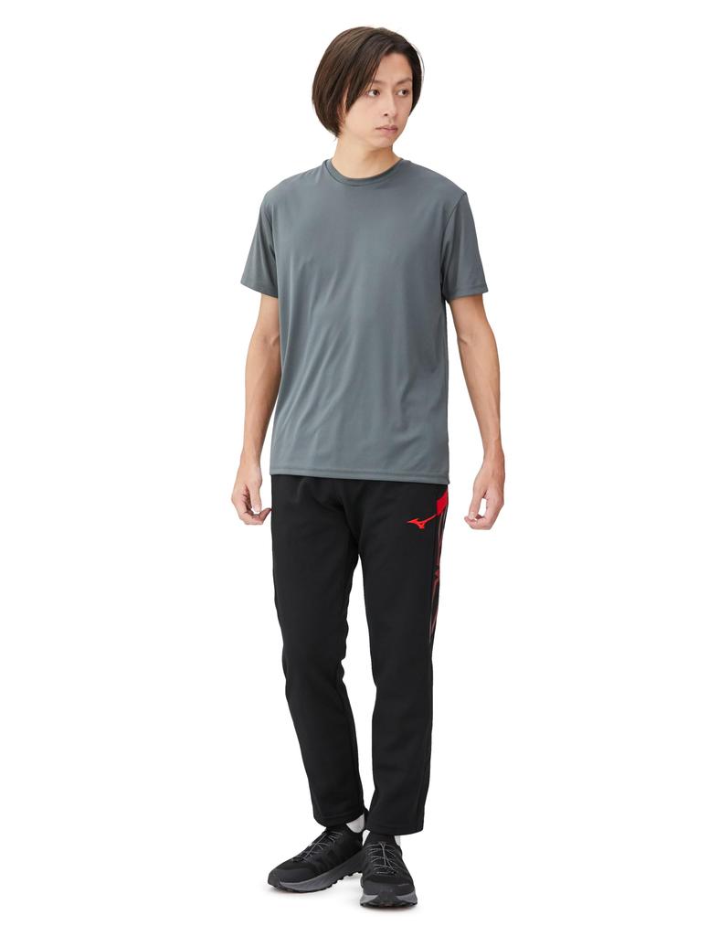 Mizuno MC Line Warm-Up Pants, Sweat-Wicking, Quick-Drying Jersey, Unisex, Size 32MDB110, Black/Chinese Red, M