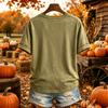 Women's Casual V-Neck Short Sleeve Pullover Top with Thanksgiving Print