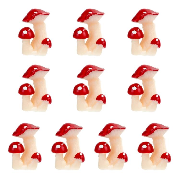 10Pcs Resin Mushrooms for Garden and Home Decoration Ornaments for Cake Decorating Ornaments