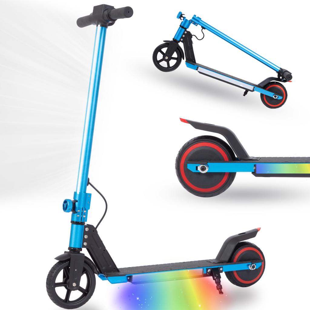City Scooter Kids Scooter 6.5'' E-Scooter for 6-12 Years 60Wh, max. 5-8km, foldable, Load Capacity 50 kg, 14km/h, with Lighting, EBS+Foot Brake