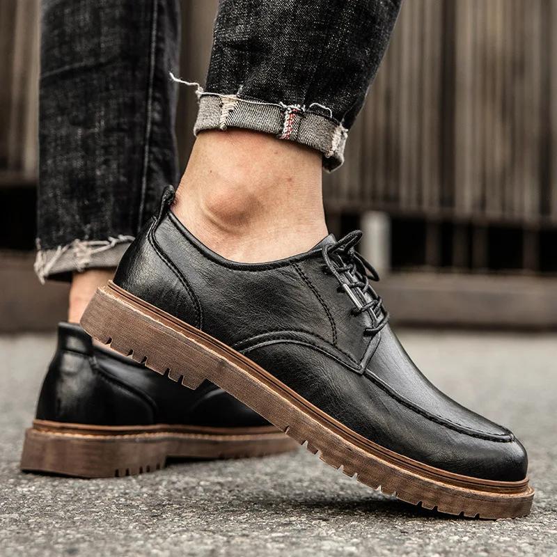 New Men Handmade Loafers Shoes Brogue Casual Shoes Men Genuine Leather Shoes Cargo Work Boots Business Casual Sneakers