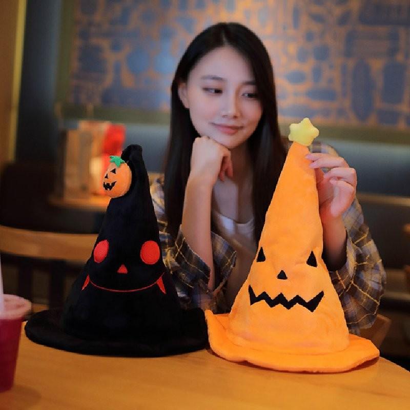 Halloween Hat Grimace Pumpkin Decoration Plush Toy Desktop Ornament Cap Props