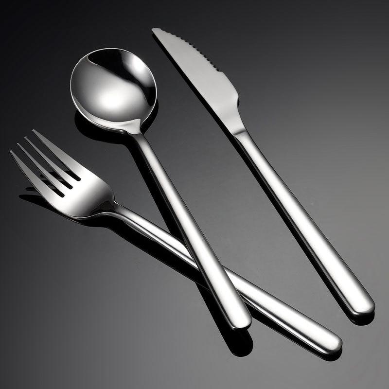 304 Stainless Steel Knife, Fork, Spoon, Western Food, Smooth Edge, Enhanced Quality, Portable Tableware, Round Spoon, Dessert Shop