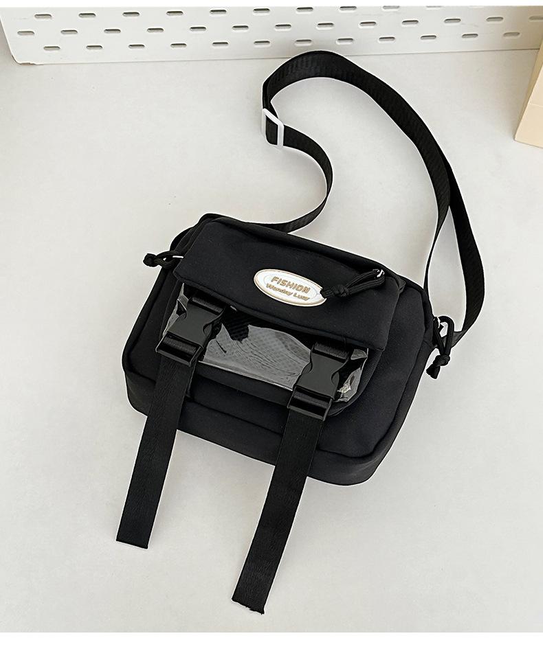 2025 new large-capacity school bag, messenger bag, women's transparent and versatile simple shoulder messenger bag trend
