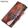 WESTAL Women's Genuine Leather Wallet - Color Patchwork and Diamond Pattern
