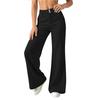 Women's Fashion Casual Color Flare Pants with Elastic Waistband and Pockets for Everyday Wear