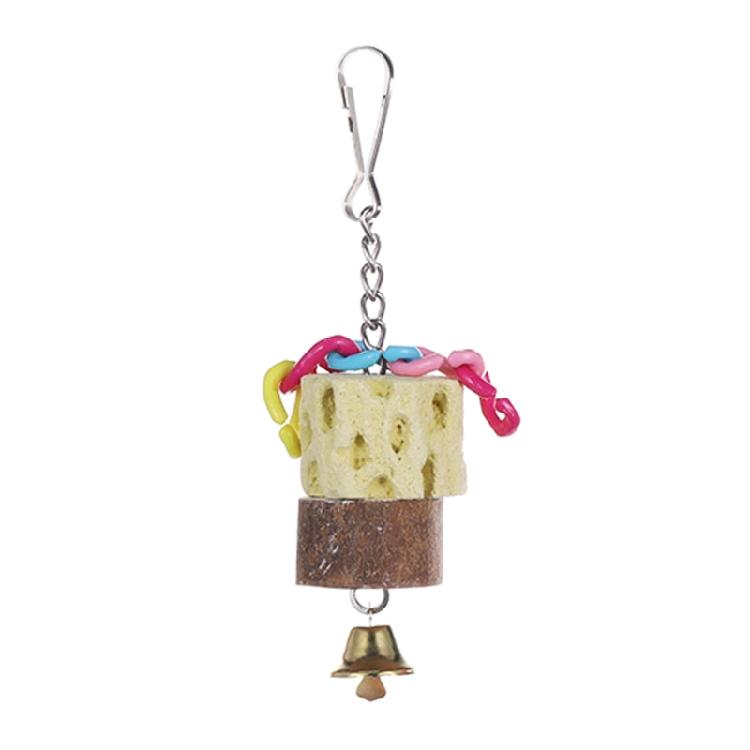 

Bird Grinding Beak Calcium Stone with Bell Parrot Mineral Block Chewing Toys S