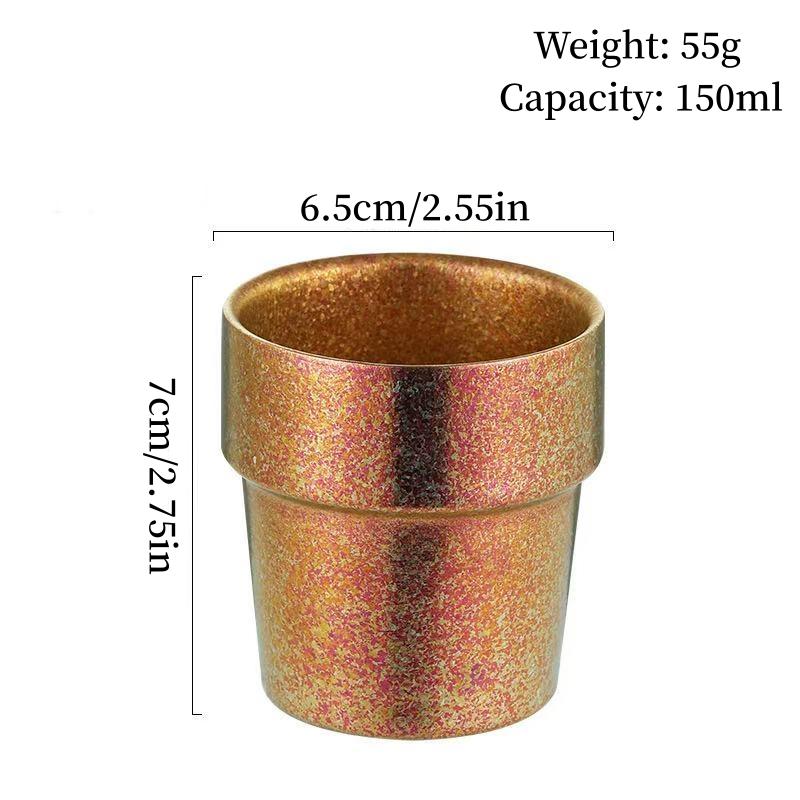 Pure Titanium Double-Wall Coffee Mug,Outdoor Camping Water Cups Home Drinking Office Tea Mug 150 ml Beer Luxury-Feel Juice Cup