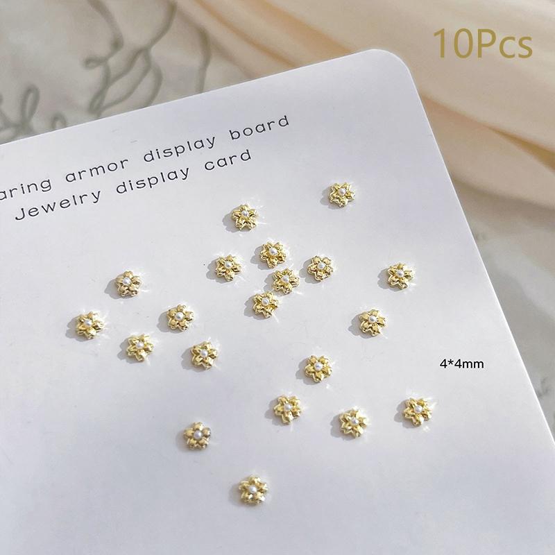 

10 шт. Мини Цветочные Жемчужины Украшение для Ногтей Сплав Насыпка Стереоскопические Аксессуары для Ногтей Роспись Ногтей Салон Ногтевого Сервиса Мастера Ногтевого Сервиса S золотой