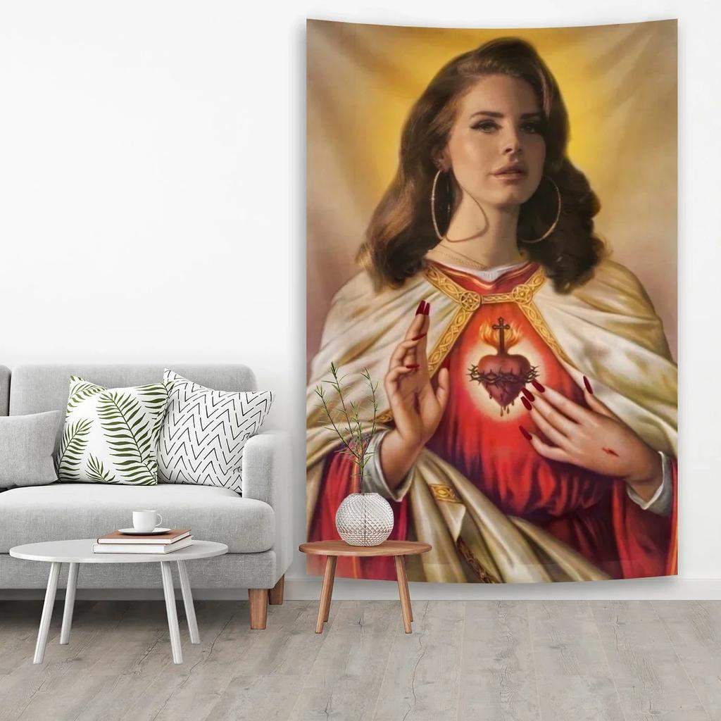 VIKAMA Banner Tappezzeria in Poliestere Lana Del Rey Decorazione Murale Pop Star Americana per Esterno Interno da Appendere per Casa Stanza del Dormitorio