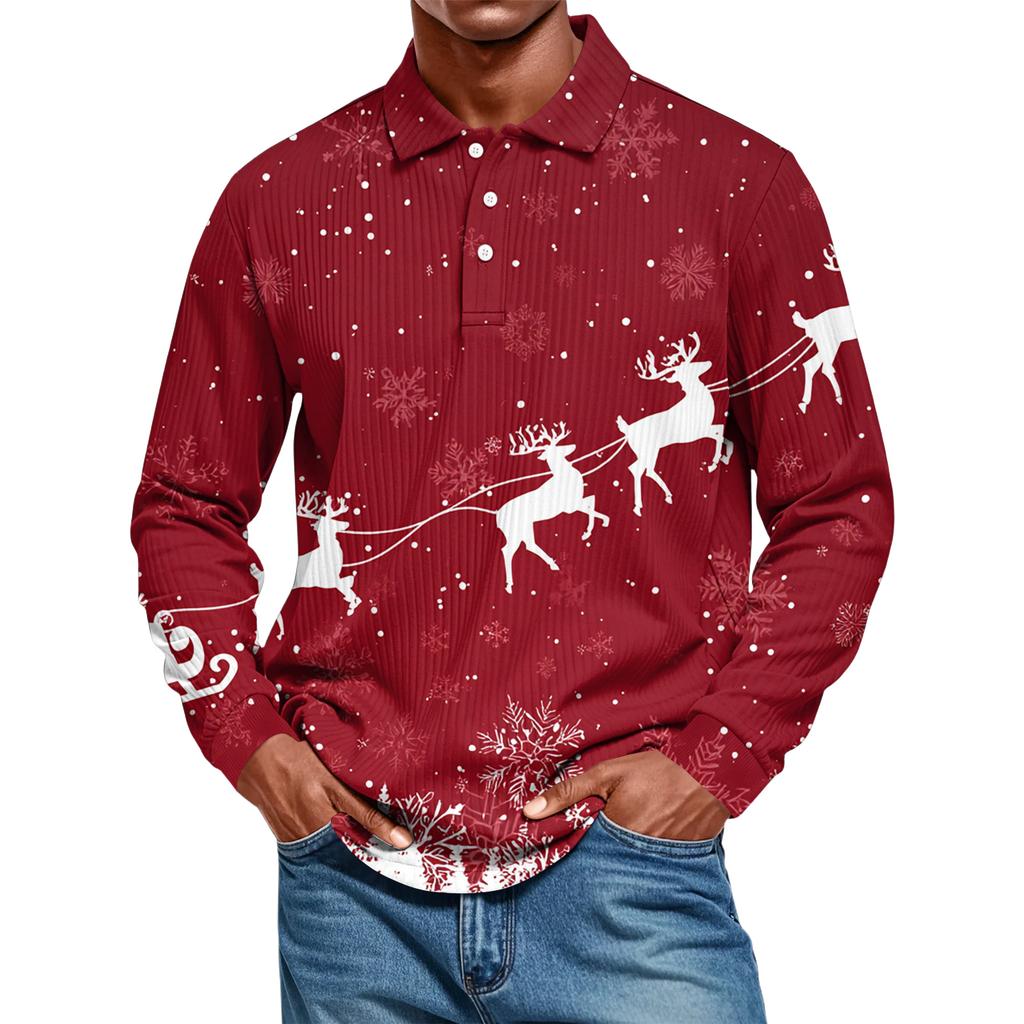 Men's Casual Style Solid Color Loose  Shirt Long-sleeved Top