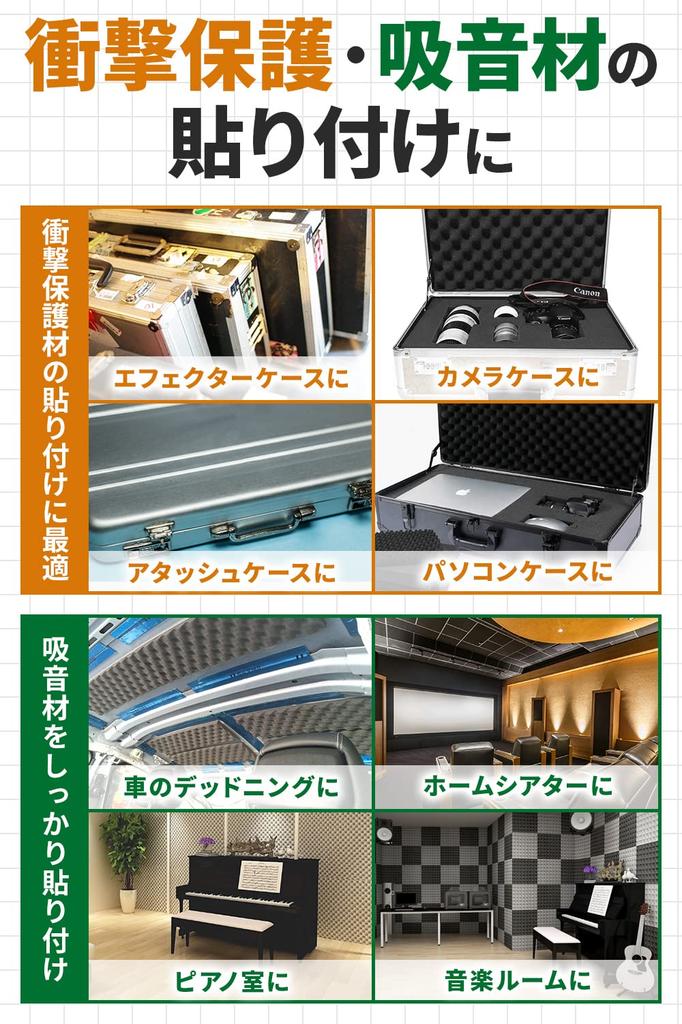 Made In Japan for Fast Soundproofing Sponge Super 15mm X for Adhering Cushioning Urethane and Styrofoam Tape [Specialized Hard-to-Adhere Materials]