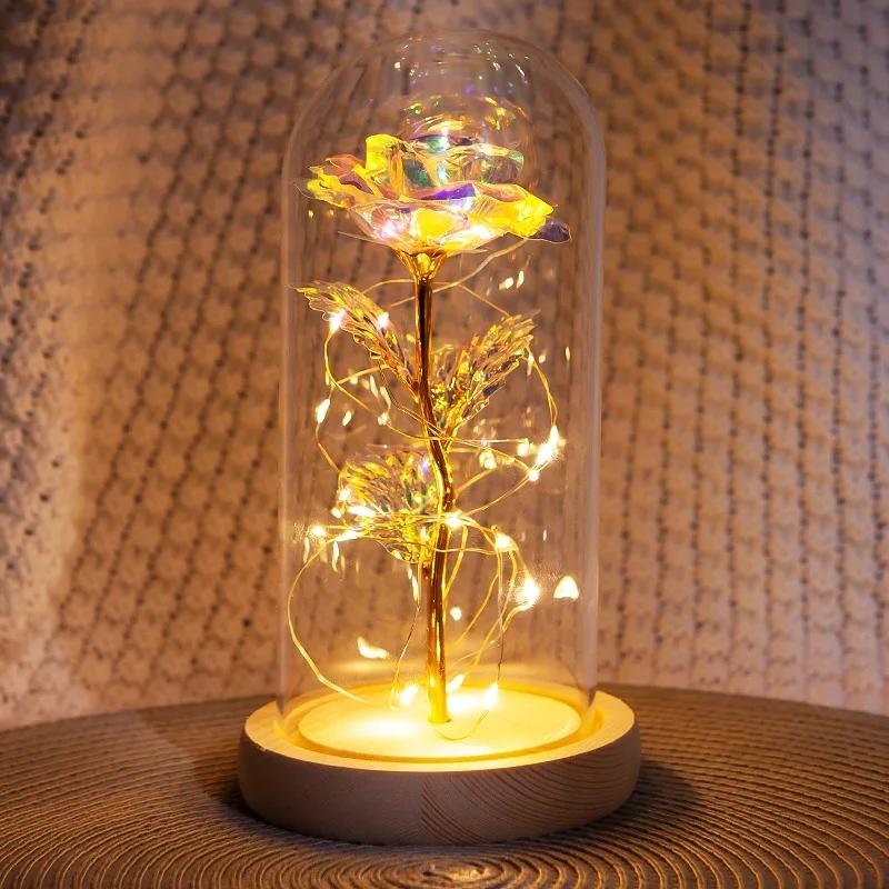 Muttertagsgeschenke Die Schöne und das Biest Konservierte Rosen In Galaxie Rose LED-Licht Künstliche Blume Geschenk für Mama Frauen Mädchen