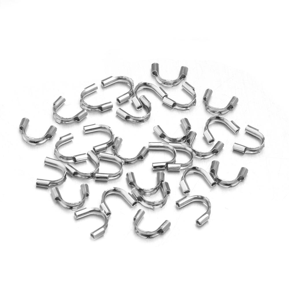 

30pcs Stainless Steel Wire Protectors Guard Guardian Protectors Loops U Shape Clasps Connector For Jewelry Making Accessories 5x6mm hole 1mm