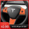 Bilklistermärke 2025 Hett Tillverkat av Alcantara För Tesla Model 3(2019-2022)/Modell Y(2019-) Rattdekor Ram Klistermärke Bilinteriör