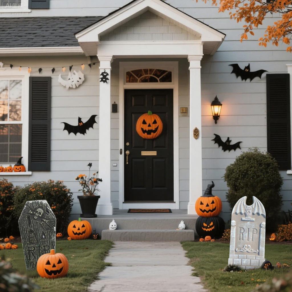 Halloween Skum Kirkegård Gravstein, Halloween Gravstein Utendørs Dekorasjon For Gravdekorasjon Med 12 Metallpinner For Kirkegård Hage Festdekorasjon