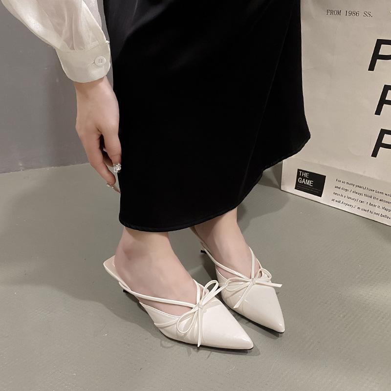 

Летом 2025 года новый бант тонкий, тонкий каблук, средний каблук, тонкий каблук, крутые тапочки, остроносые, полутапочки, женская обувь. 41