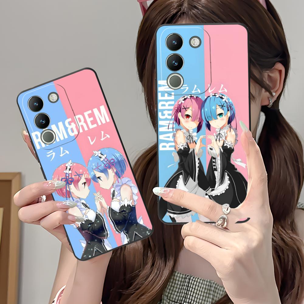 ReZero Rem Ram Matte TPU Mobile Phone Case for VIVO V60 V50 V40 V30 V29 V27 V25 V23 Pro Lite 5G Colorful Printing Cover