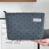 Black Polka Dot Cosmetic Bag With Pearl Handle Portable For Travel Skincare Storage
