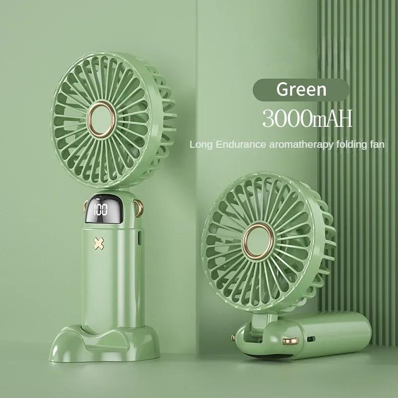 Handheld Fan Mini Foldable Portable Neck Hanging Fans 5 Speed USB Rechargeable 3000mAh Fan with Phone Stand and Display Screen