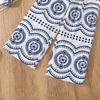 Girls' Fall Fashion Set: Children's Casual Printed V-Neck Long-Sleeve Top + Wide-Leg Pants