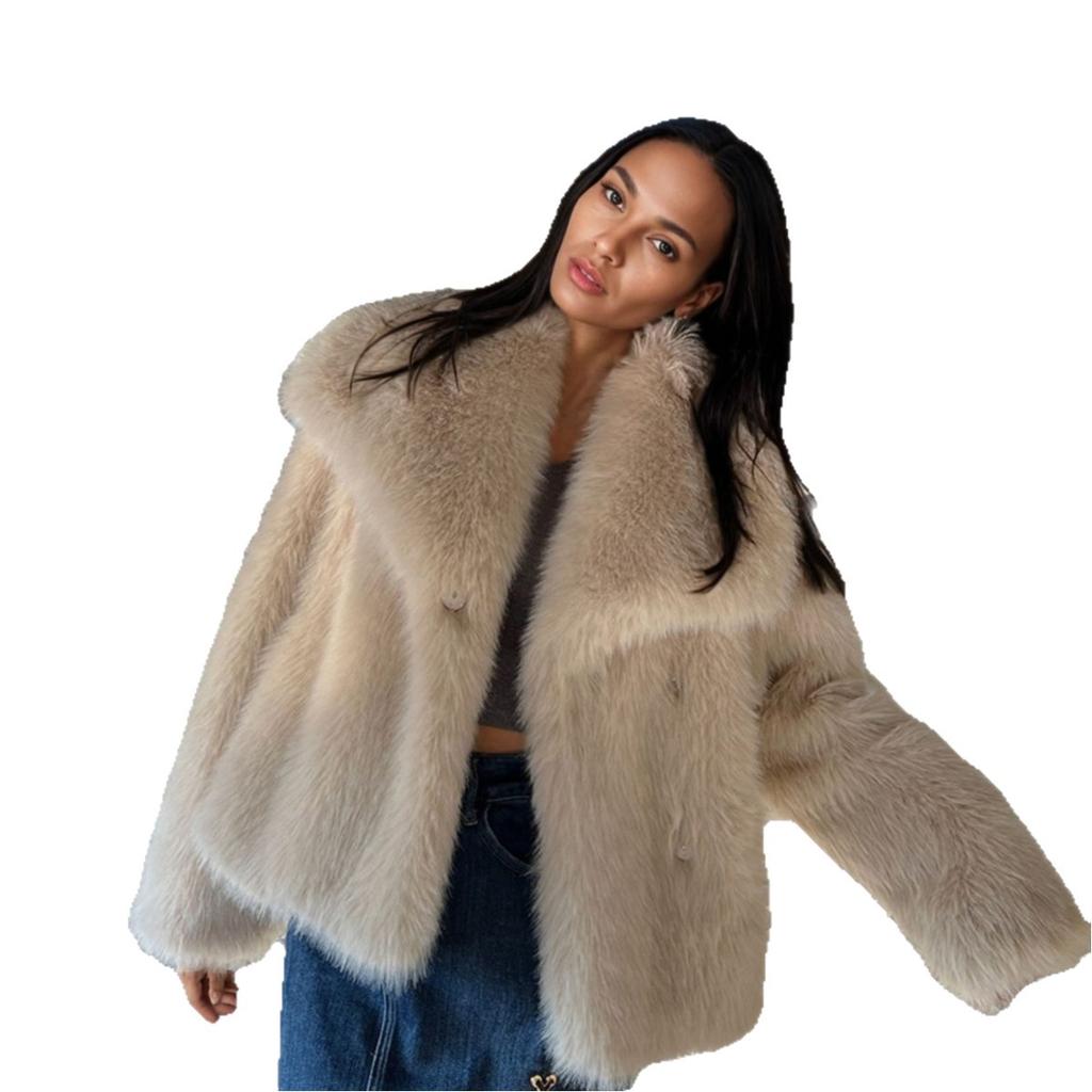 Autumn and Winter New Imitation Fox Fur Coat Lapel Short Thickened Loose Fashion Coat