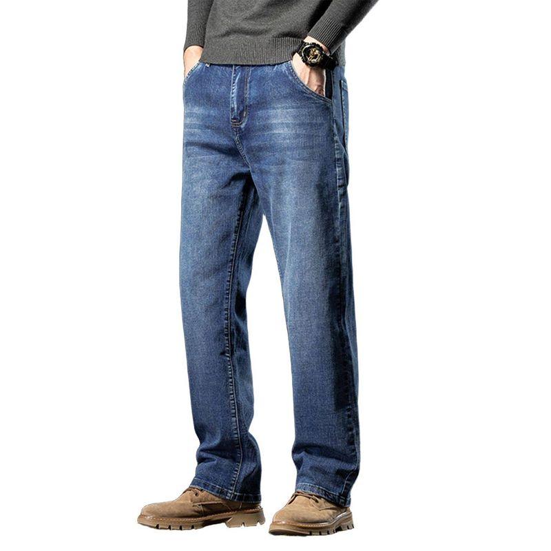 2025 New Model Fleece-Lined Warm Jeans for Men, Loose Straight-Leg Pants, Thick Winter Style, Large Size Men's Pants