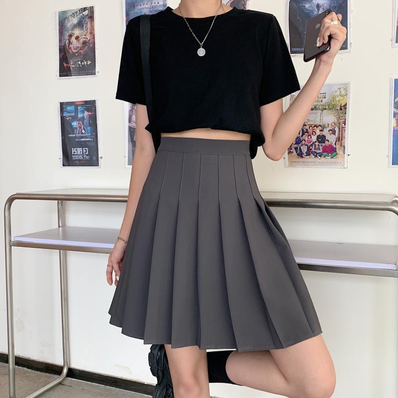 Women's High-Waist A-Line Pleated Skirt - New Large Size, Slimming, All-Season Short Skirt