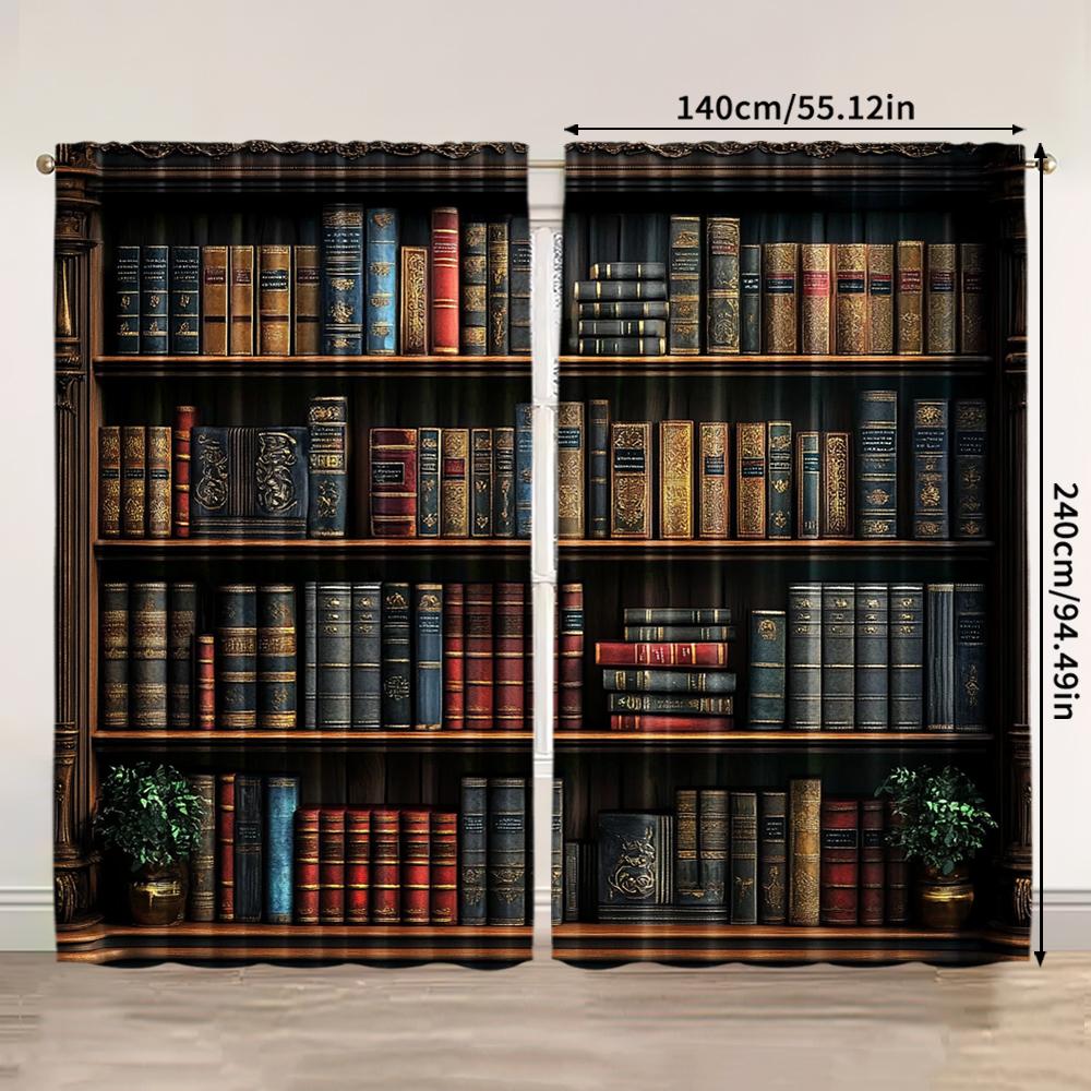 Flache Vorhang-Bücherregale Retro Vielseitig Polyester Ohne Strom Gilt Raum Schlafzimmer Fenster Set von 2 Hergestellt Waschbar Bereit