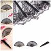 Black Spanish Style Dance Party Wedding Lace Silk Folding Hand Held Flower Fan