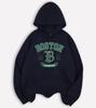 Boston Nummer 1991 Kunst Buchstaben Print Herren Hoodie Herbst Hip Hop Kapuzenpullover Lässig Fleece Retro Locker Langarm Unisex Schlichte Hoodies