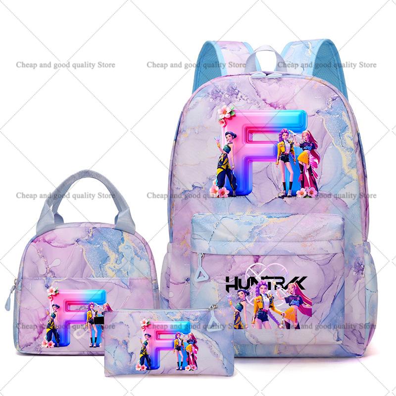 3PCS KPop Demon Hunters Backpack Lunch Bag Set School Bag Pencil Case Girl Back To School Perfect Gift Leisure Mochila Teens Travel Bags