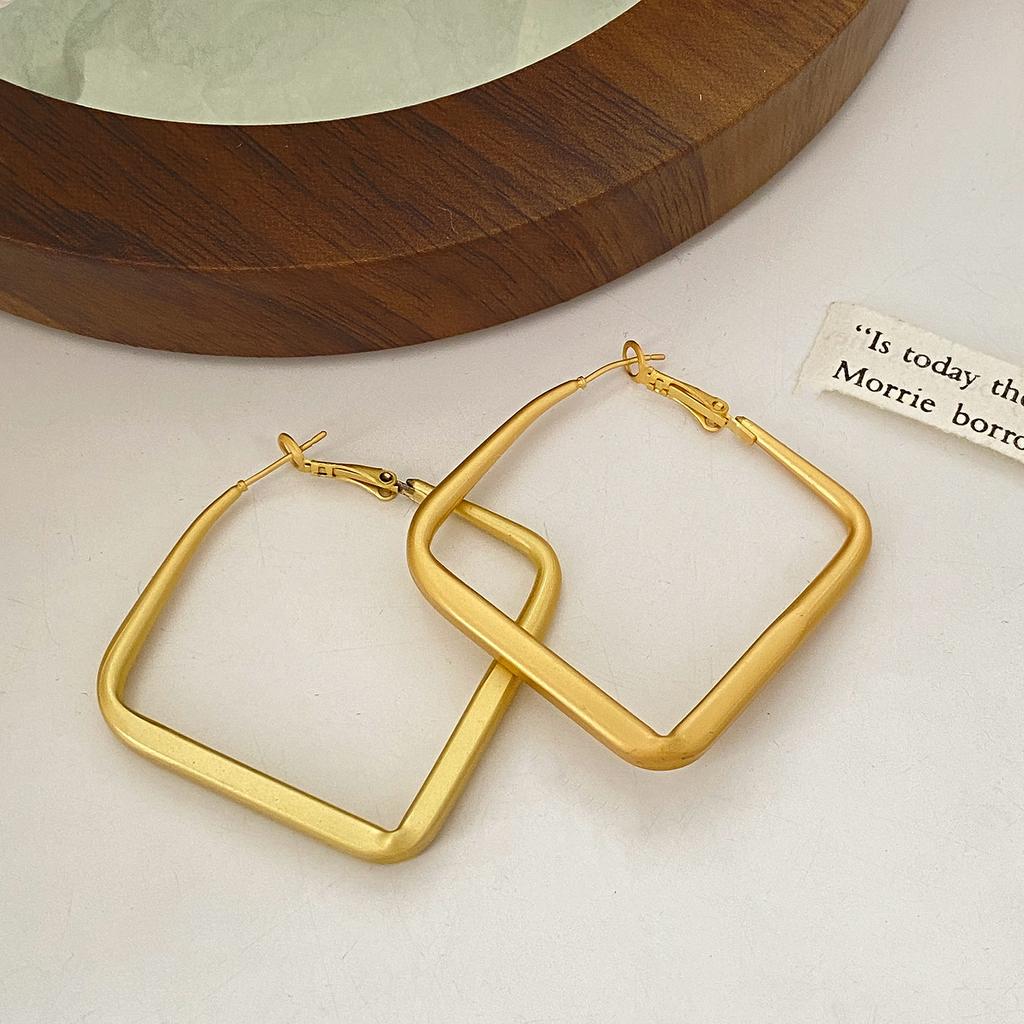 2026 Fashion Gold Color Big Square Hoop Earrings For Women Exaggerated Metal Geometric Irregular Circle Earrings Jewelry