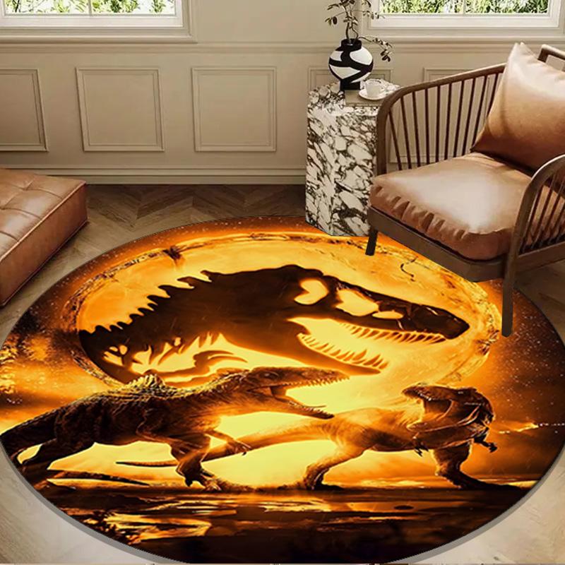 Dinosaur Moonlit Adventure Round Rug for Livingroom,Bedroom, Palyroom, Chair Rug, Area rug, Circle Carpet, Large Size Fan Christmas gift