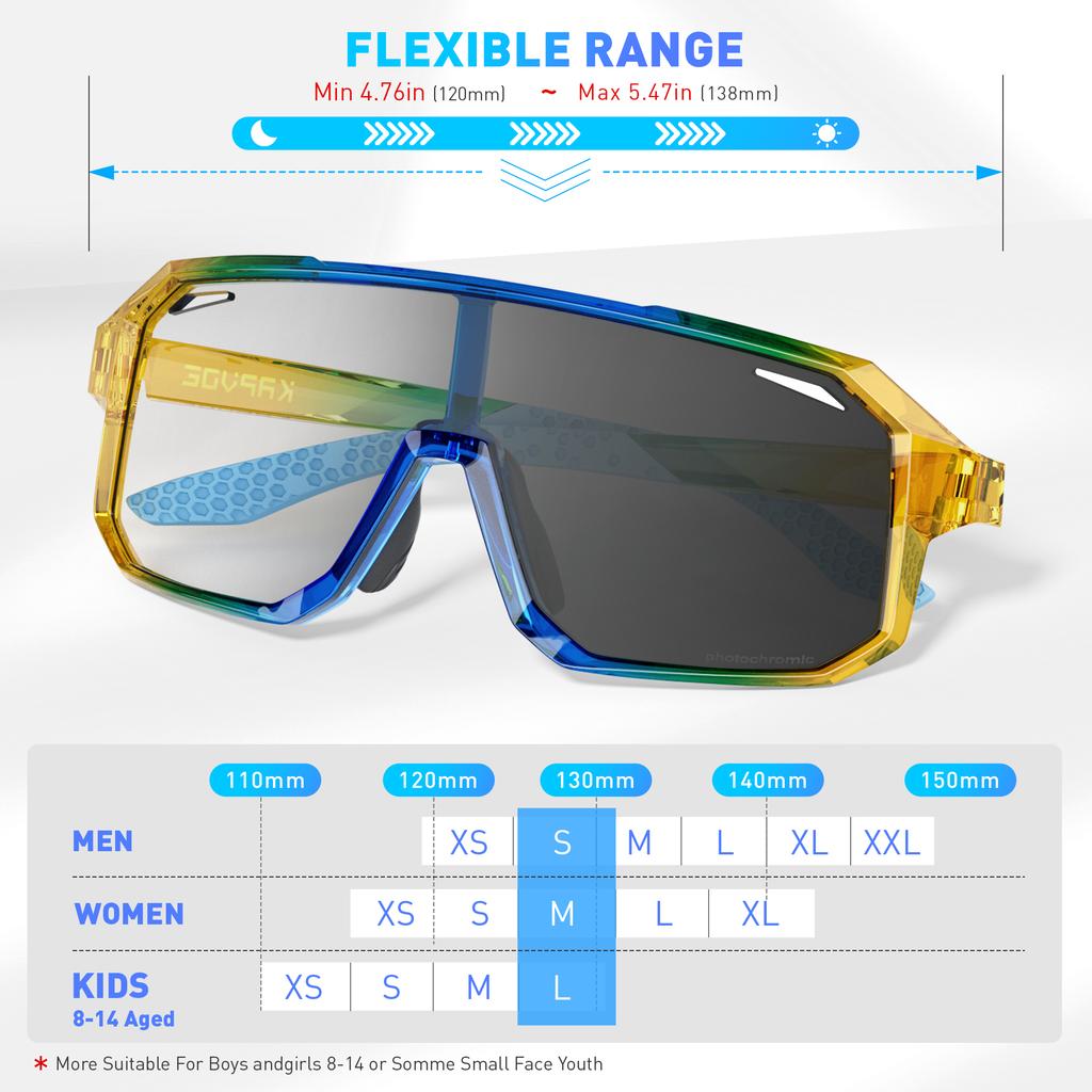 Children Riding Glasses UV400 MTB Road Bike Cycling Pochromic Sunglasses Bicycle Outdoor Sports Running Eyewear