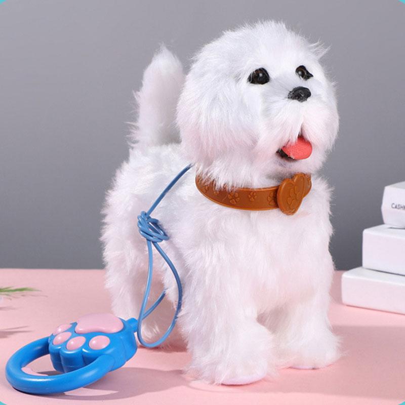 Neues elektrisches Plüsch-Hundespielzeug mit Leine simuliert Gehen mit herausgestreckter Zunge wedelndem Schwanz Elektronisches Plüschspielzeug für Kindergeschenke.