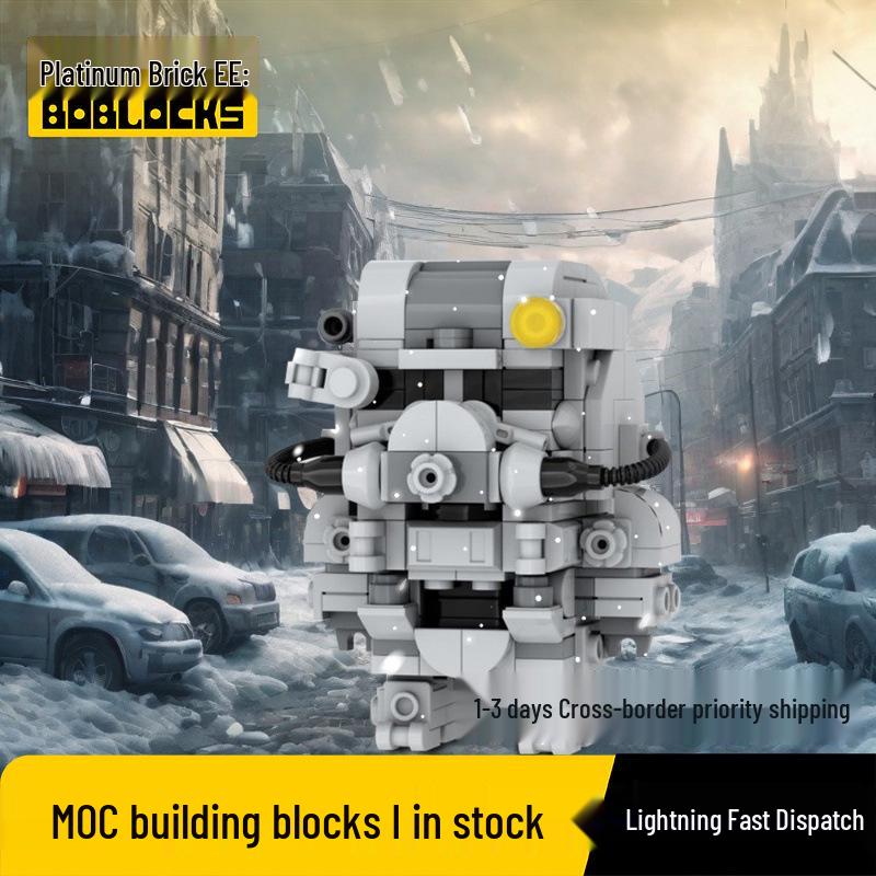 T-60 Armored Game Square Head Figure Building Blocks Toy Armored Square Head